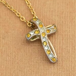 Vintage, Sterling Silver Gold Tone Spiral Cross Twisted Link Chain Clasp Closure